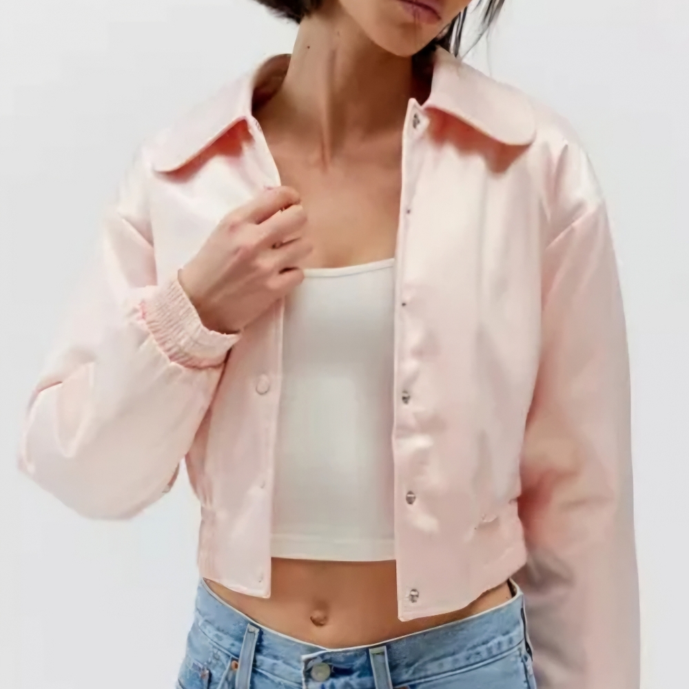 Urban Outfitters Sally Satin Cropped Bomber Jacket